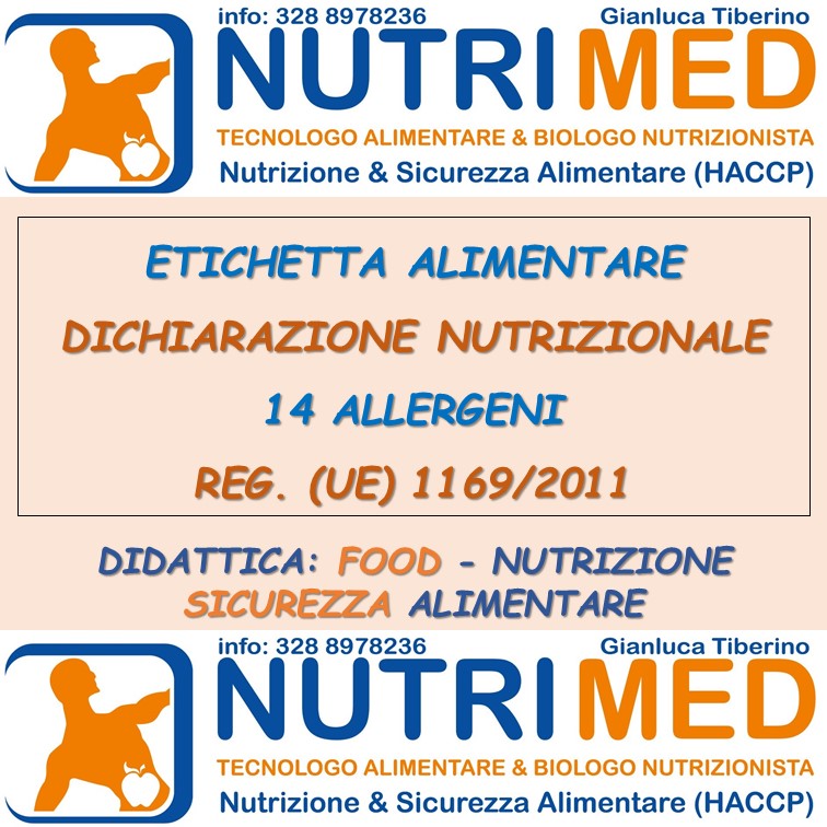 ETICHETTA ALIMENTARE  - REG. (UE) 1169/2011 